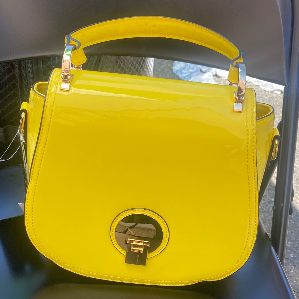 Fox Yellow Patent Shoulder Bag